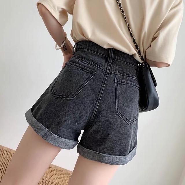 Quần short jeans trơn Xám gấp lai - ko kèm nịt