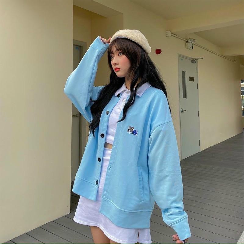Áo Khoác Cardigan Nỉ Bông Thêu Cún Love.Cherry Ulzzang Puppy.Lazzy, Áo Khoác Nỉ Bông Cardigan PUPPY LAZY 07.07 Unisex, Áo khoác nỉ CARDIGAN PUPPY LAZY,CARDIGAN THÊU CHỮ HQ
