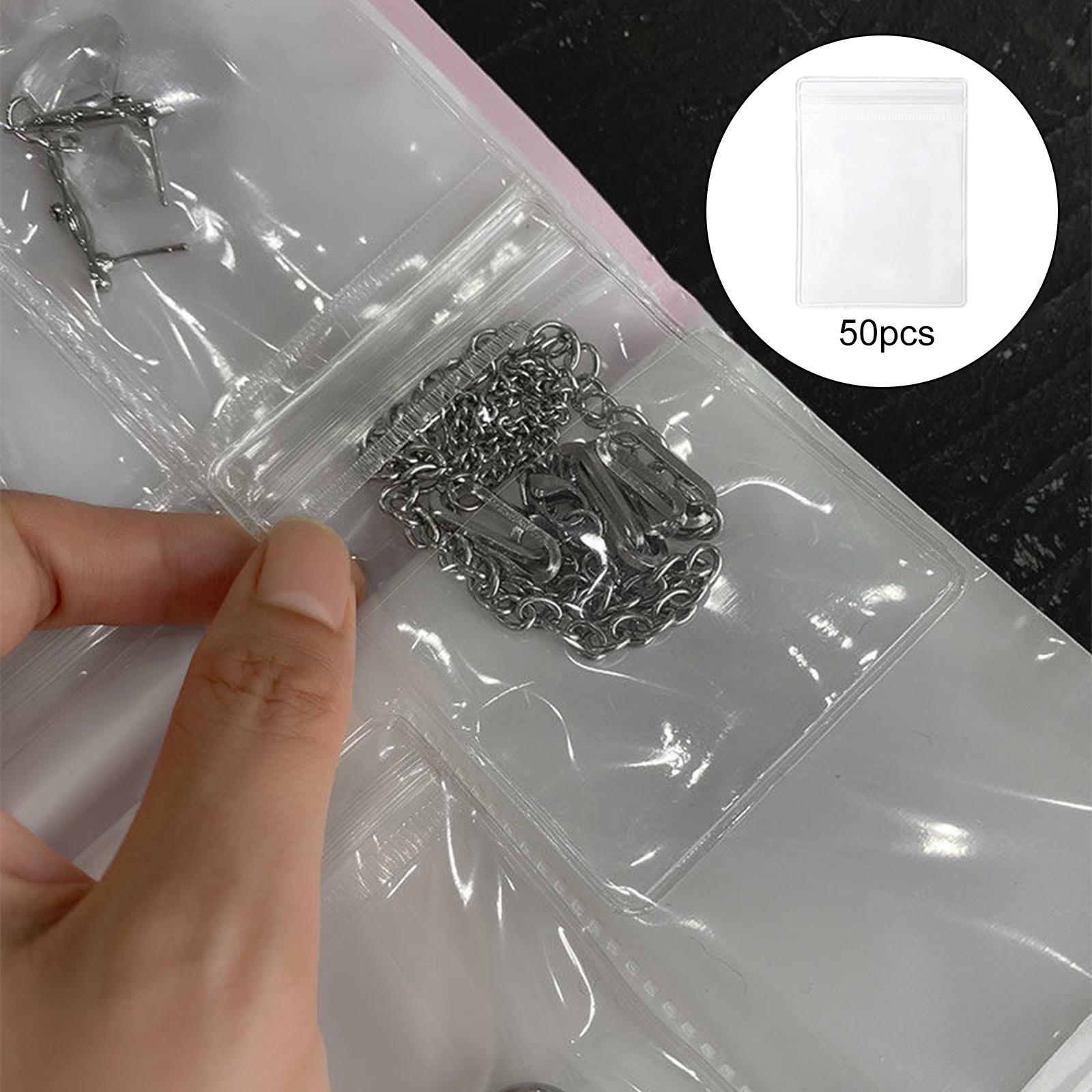 50Pcs Jewelry Bag Reusable Waterproof Earrings Packing Pouch for Necklace