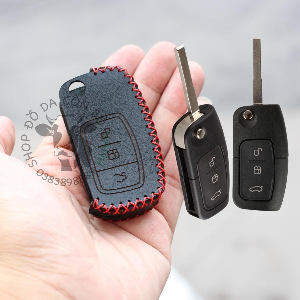 Bao da dành cho chìa khoá Ford Ecosport, Fiesta, Focus, Mondeo chìa Gập handmade da thật 001