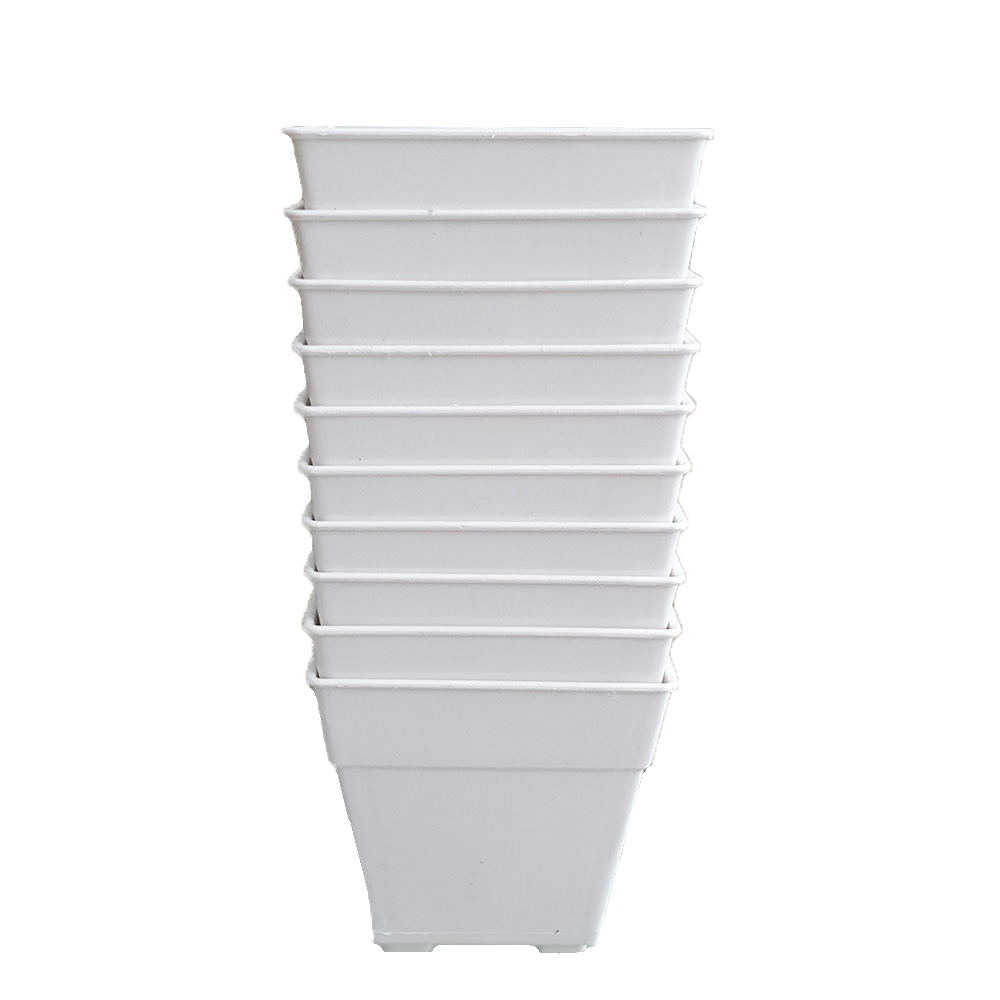 Combo 10 chậu hoa nhựa vuông nhỏ trắng 12x12cm