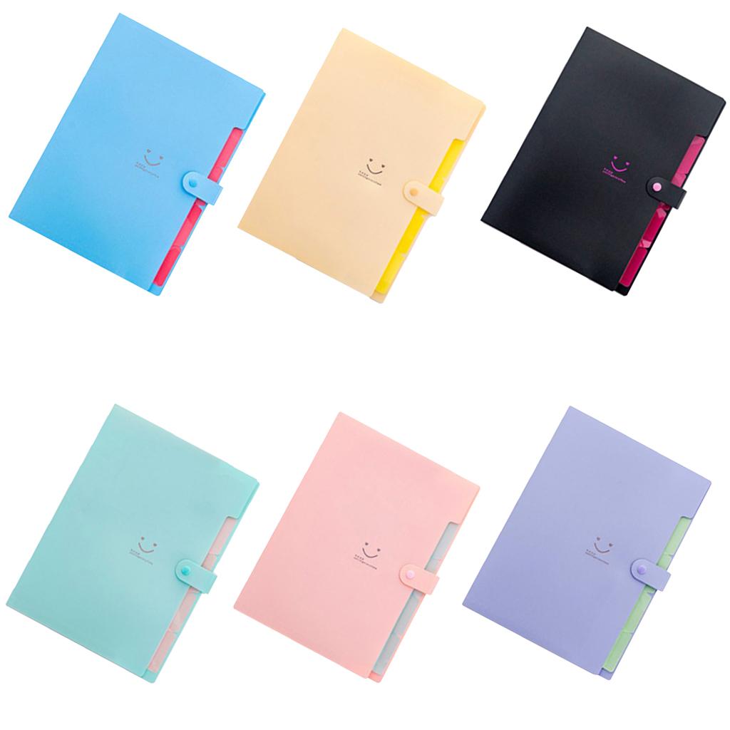 5 Pockets Expanding File Folders Portable A4 Letter Size Black