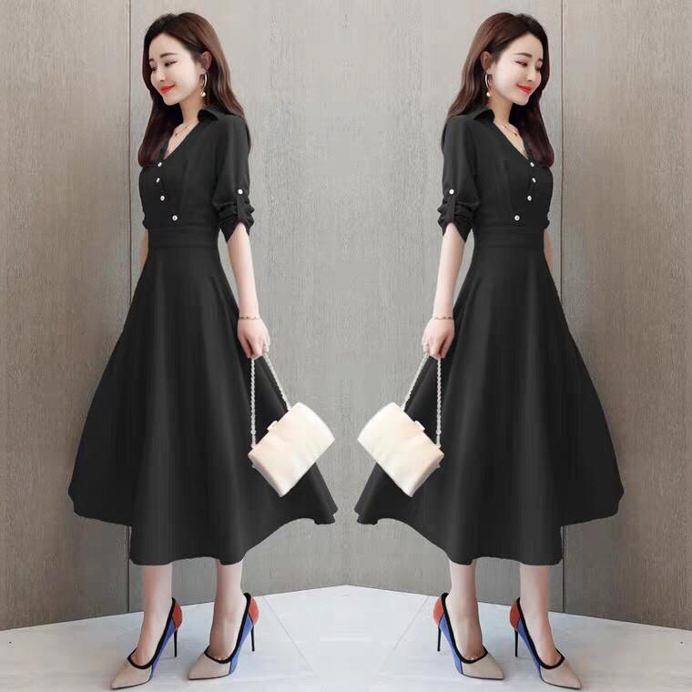 Đầm phong cách Vintage cổ sơ mi