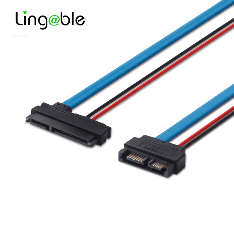 Lingable SATA Cáp Nối Tiếp ATA 22Pin 7 15 Nữ Sang Slimline SATA 13Pin 7 6 Nam Đầu Nối Conterver Cáp 30CM