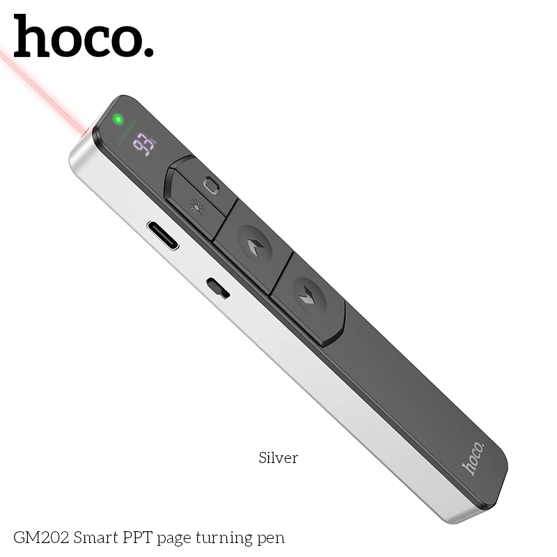 Bút trình chiếu pin sạc lazer đỏ dùng cho thuyết trình cổng sạc Type C dung lượng pin 180mAh Hoco Gm202 _ Hàng chính hãng