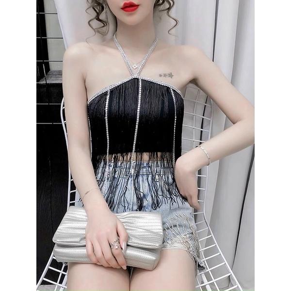 Áo quây buộc dây kiểu yếm tua rua cực hot có đệm ngực hàng QC