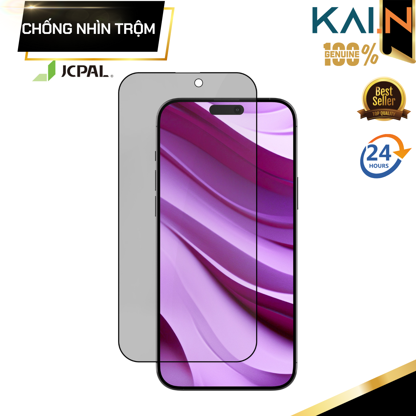 Kính Cường Lực Chống Nhìn Trộm Cho iPhone 16 Pro Max/ 16 Pro/ 16 Plus/ 15 plus/ 16/ iphone 15, JCPAL Preserver Privacy_ Hàng chính hãng