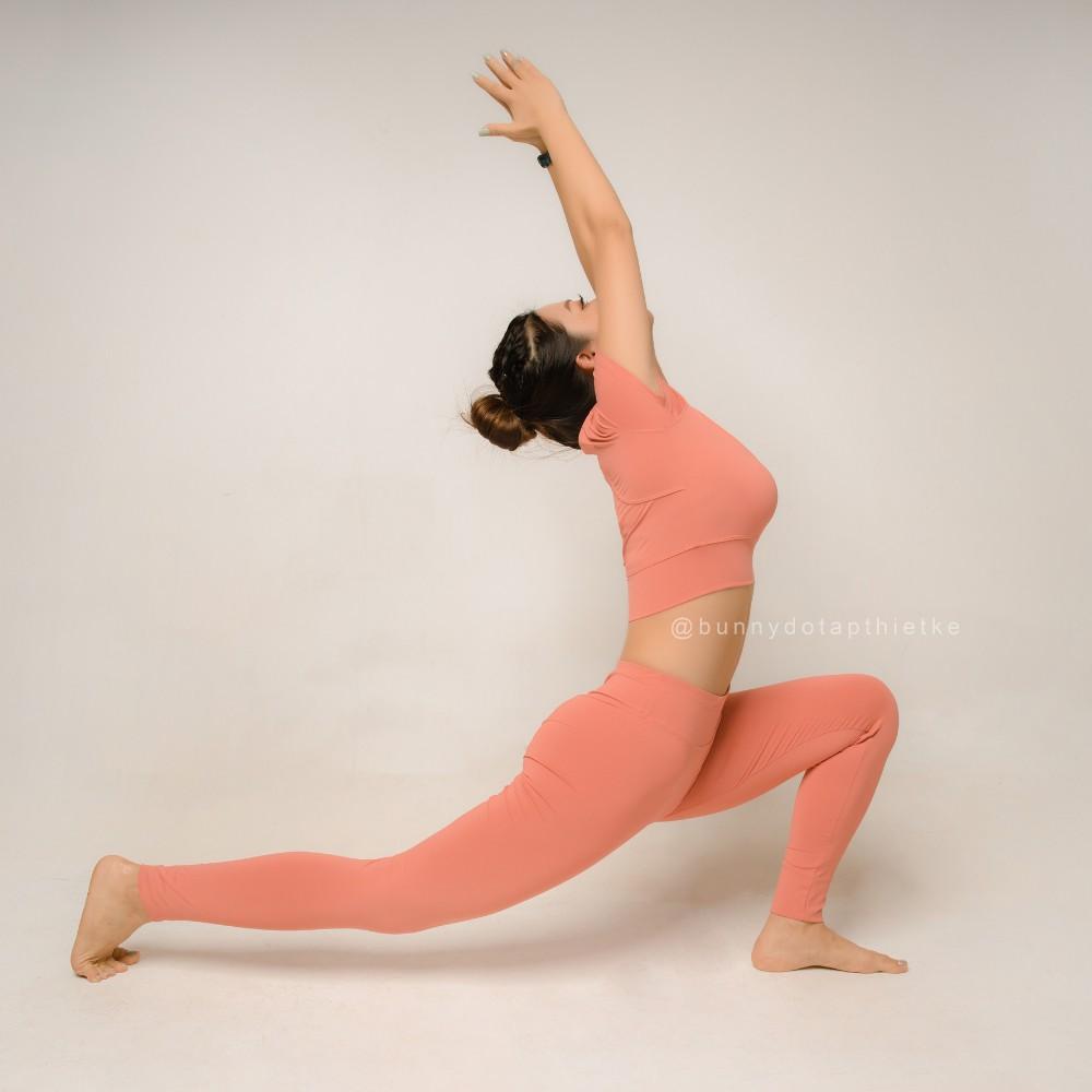 Bộ đồ tập thể thao gym yoga cộc tay co giãn vải