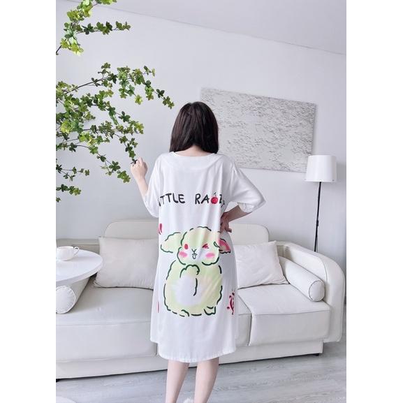 Đầm Ngủ Nữ Latin in 5D cổ tròn, váy ngủ nữ bigsize 45-70k