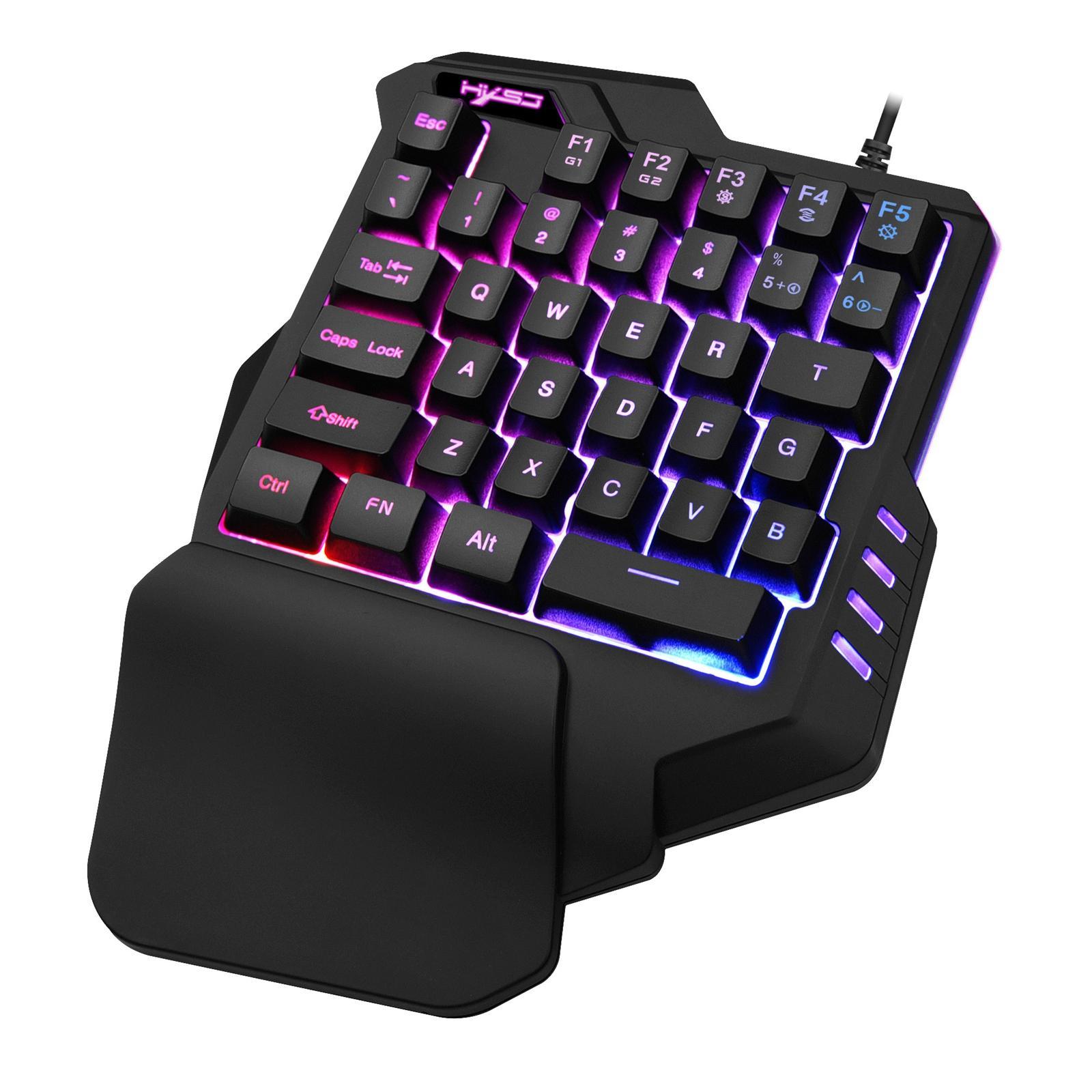 Portable Single Handed Gaming Keyboard 35 Keys RGB Wired Wide Compatibility