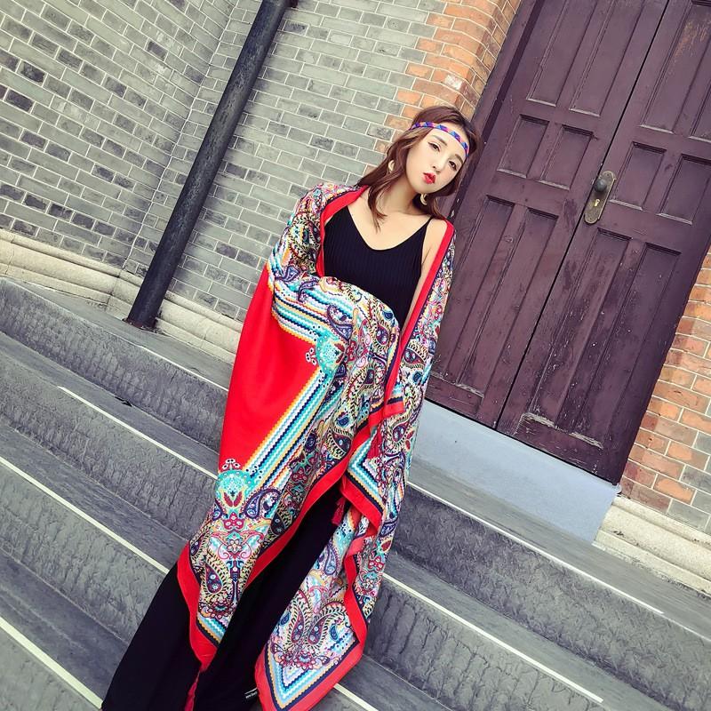 Khăn Choàng Quàng Cổ Boho Họa Tiết Vintage Thổ Cẩm - Chất Liệu Cotton - Size:90x180cm - Mã KC019
