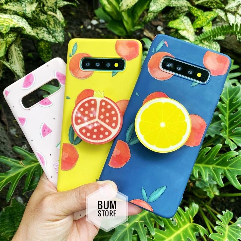 Ốp lưng dẻo kèm Popsocket Trái cây Cho Samsung Galaxy S20 Ultra / S20 Plus / S10 / S10 Plus / Note plus / Note 10