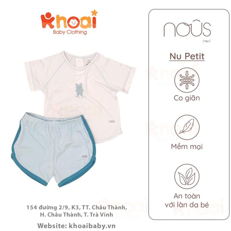 Bộ bổ trụ sau cộc Nous trắng xanh hình gấu