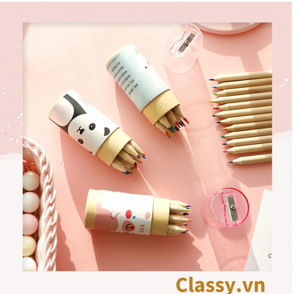 Combo 12 cây bút chì màu  Classy mini, có kèm theo chuốt chì, tiện lợi mang theo đi học đi làm PK1138