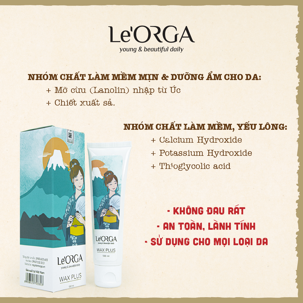 Gel tẩy lông Le’Orga Wax Plus (100ml)