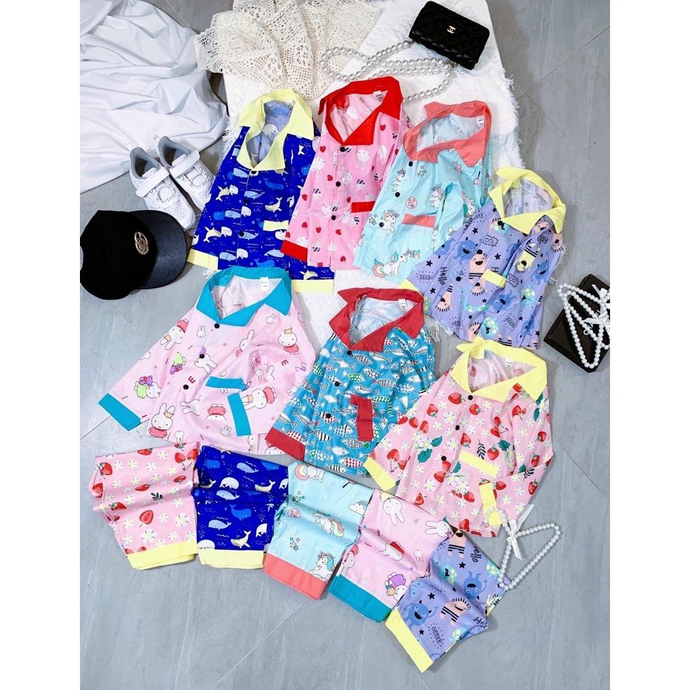 Đồ bộ bé gái, bộ ngủ dài tay pijama cho bé gái size 18-35kg chất kate mềm mịn mát