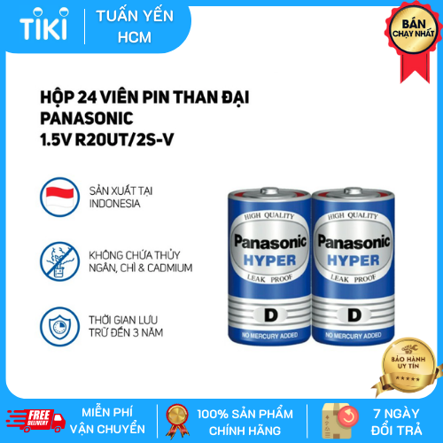 Hộp 24 viên pin than đại Panasonic 1.5V R20UT/2S-V - Hàng Chính Hãng