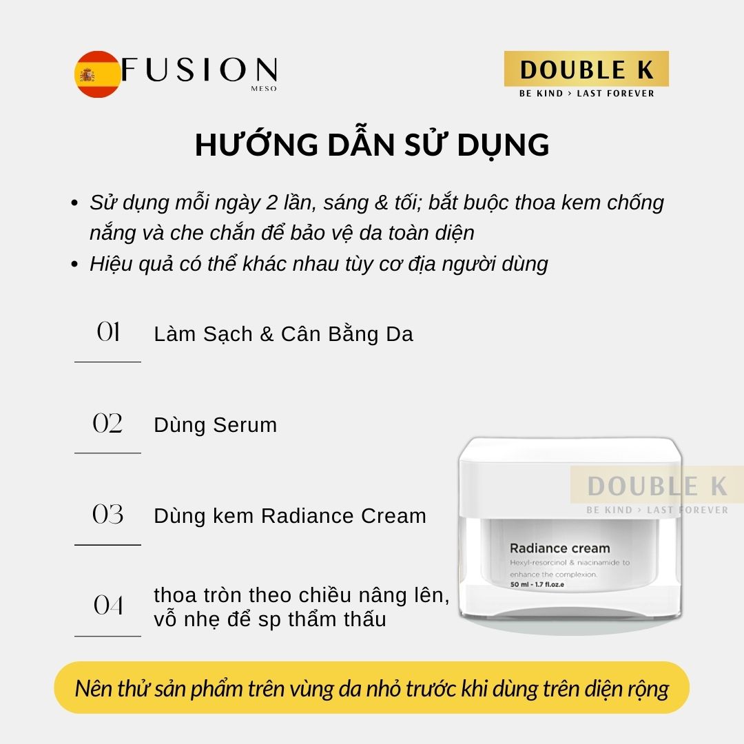 Fusion Radiance Cream - Kem Dưỡng Sáng Da Mờ Thâm Nám Sạm; Da Sáng Đều Màu - Double K