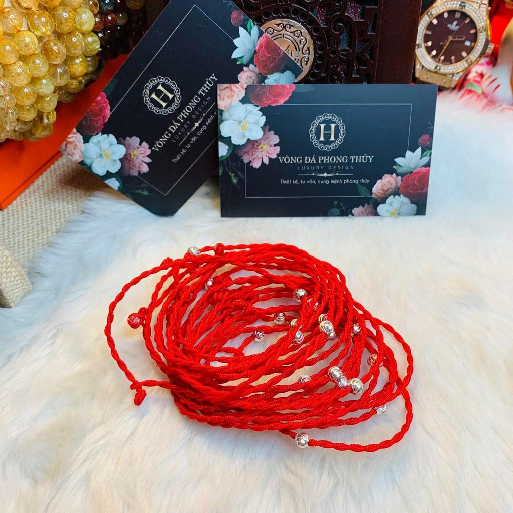 VÒNG TAY CHỈ ĐỎ GẮN BI BẠC MAY MẮN