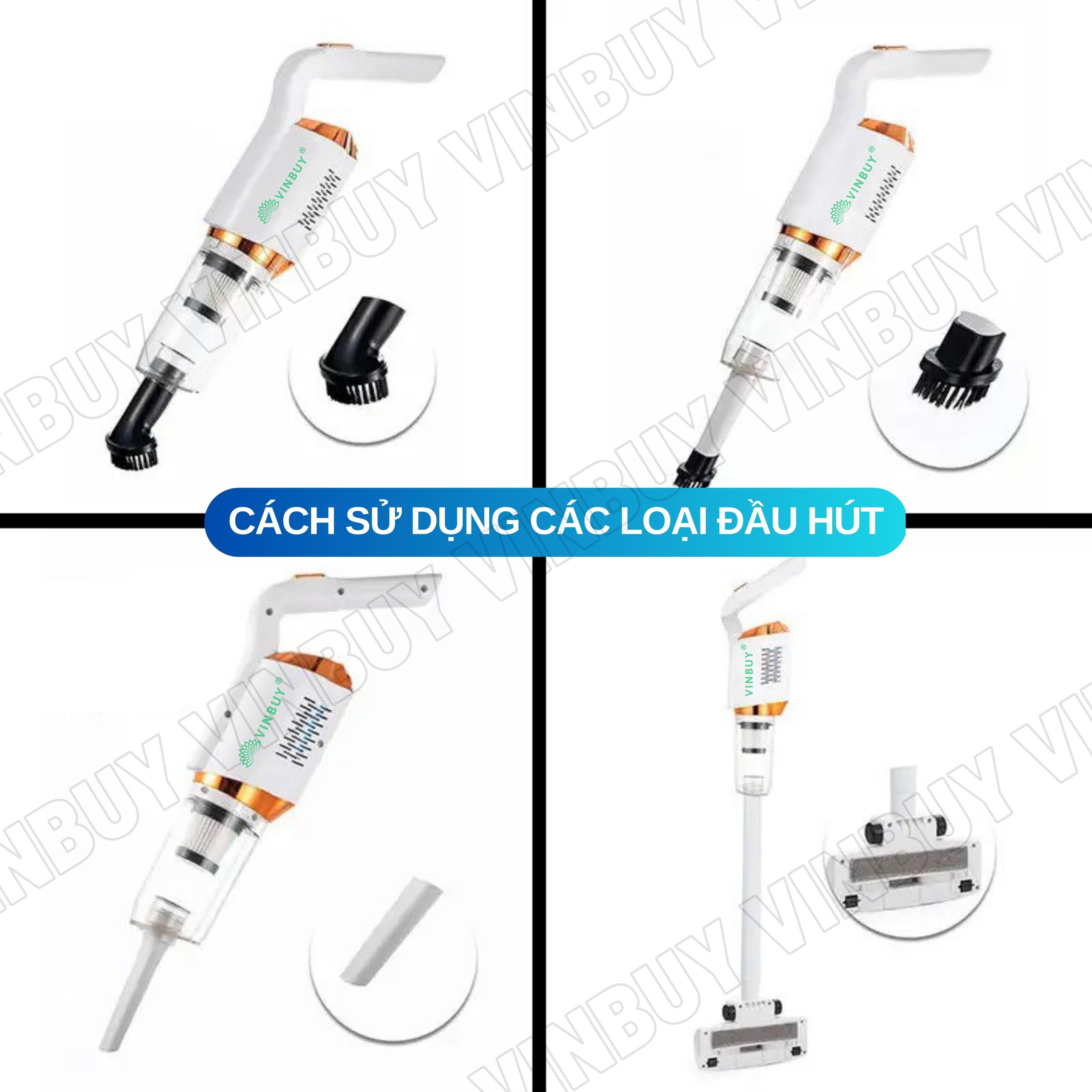 Máy hút bụi cầm tay không dây gia đình, oto, sử dụng pin sạc, vacuum cleaner đa năng, công suất siêu mạnh 18000PA - Hàng chính hãng - VinBuy