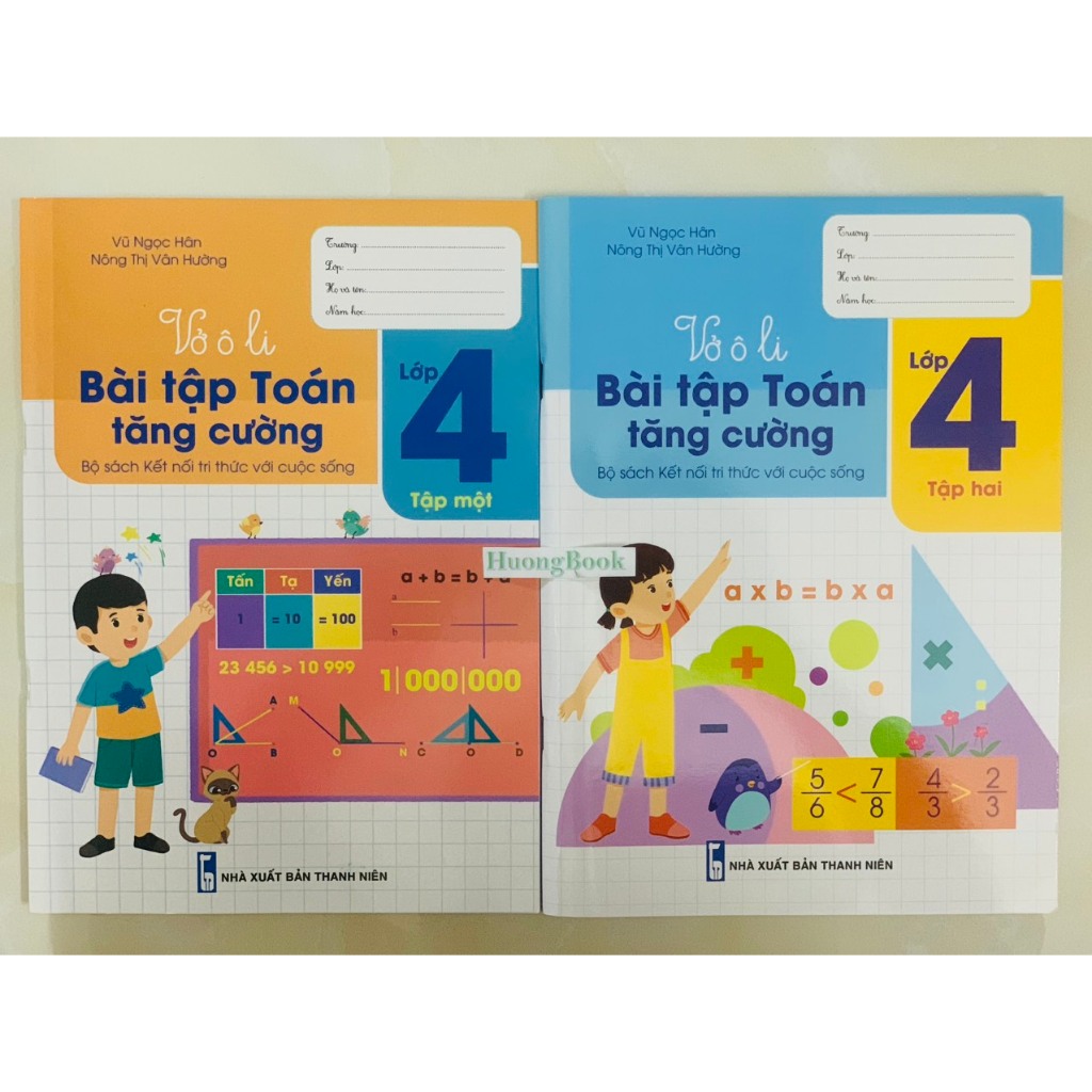 Sách - Combo Vở Ô li Bài Tập Toán Tăng Cường lớp 4 - tập 1 + 2 - BT