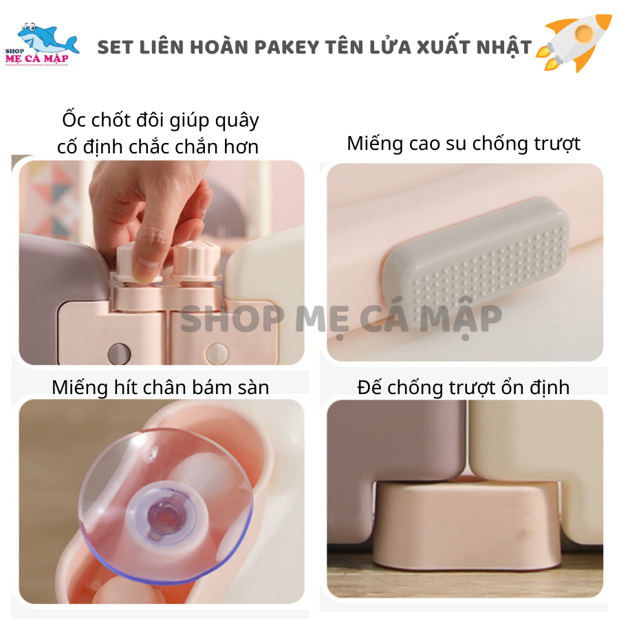 Quây cũi nhựa cho bé gấp gọn, hình Tên Lửa KÈM cầu trượt xích đu cho bé hàng NEW