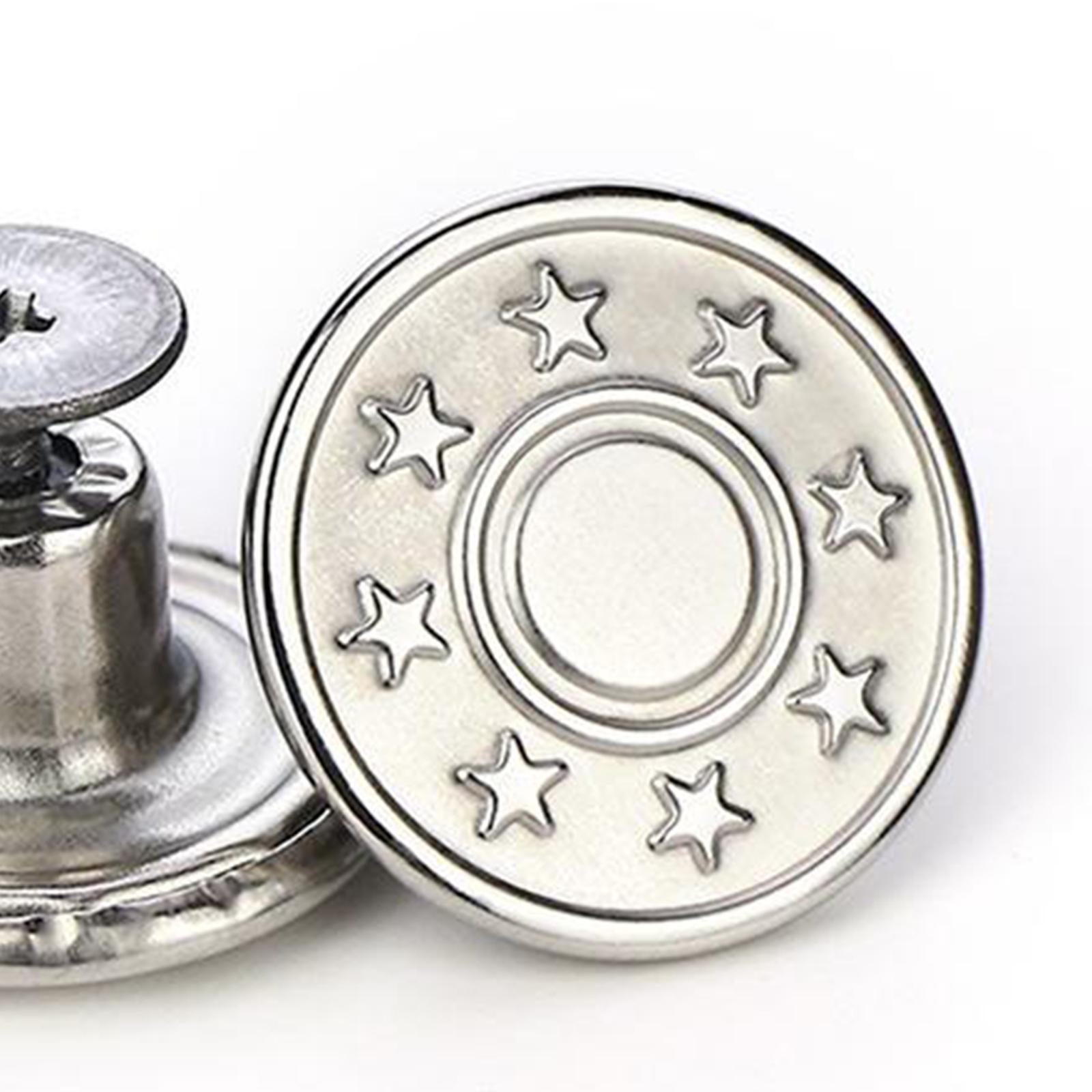 2x12x 17mm Jeans Buttons Repair Studs for Jean Pant Replace Silver Little Star