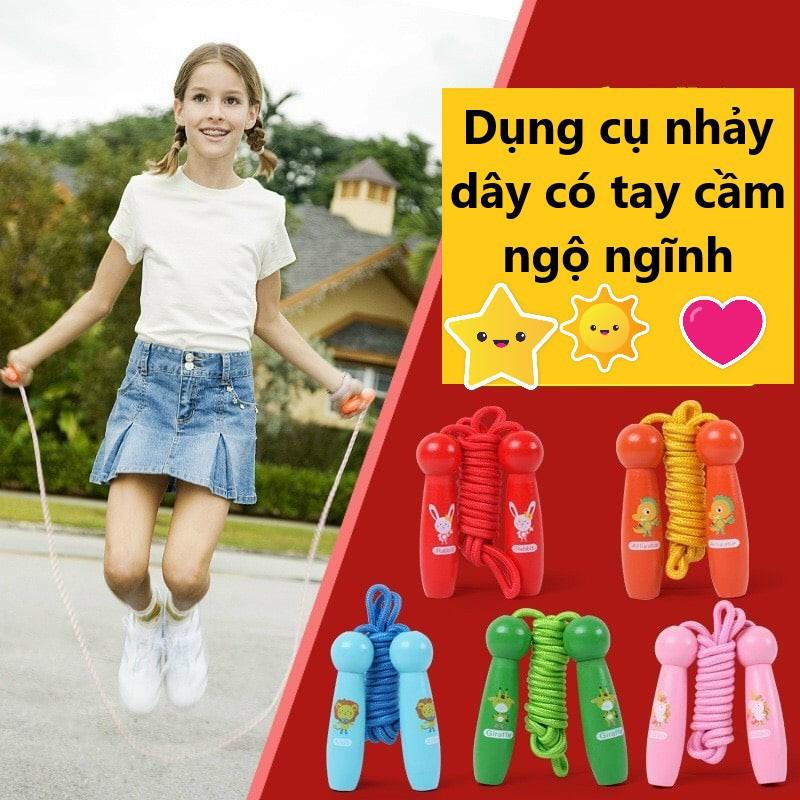 Bộ Nhảy Dây Thể Dục Siêu Dễ Thương Cho Bé, Bộ Dây Nhảy Trẻ Em Tay Cầm Bằng Gỗ An Toàn Bền Đẹp Tiện Lợi