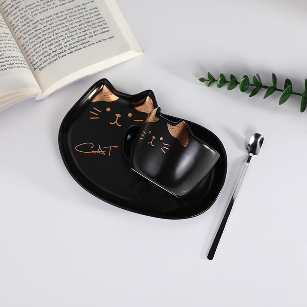 Ceramic Cappuccino Coffee  Spoon Coffee Milk Mug Cup 200ml Black