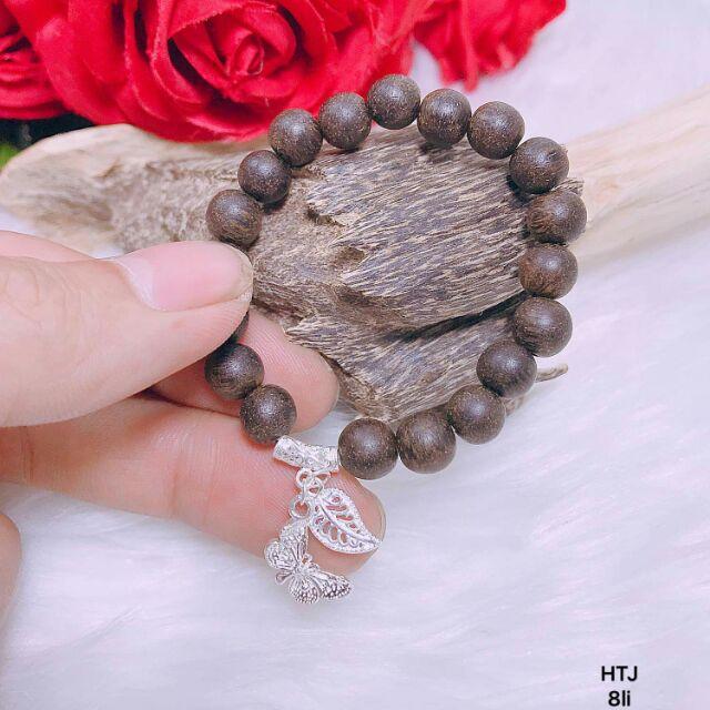 Vòng tay trầm hương 8li mix charm bạc