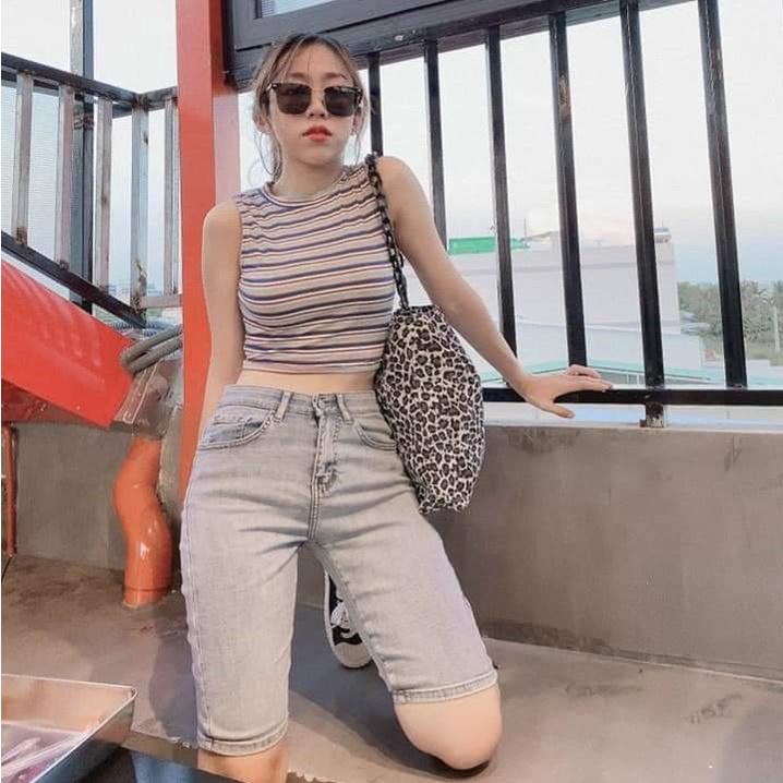 Áo ba lỗ nữ croptop cổ tròn, ôm body, sát nách, chất borip 100% cotton cao cấp, co giãn, 2 màu trẻ trung, QUYNHANHPUKA