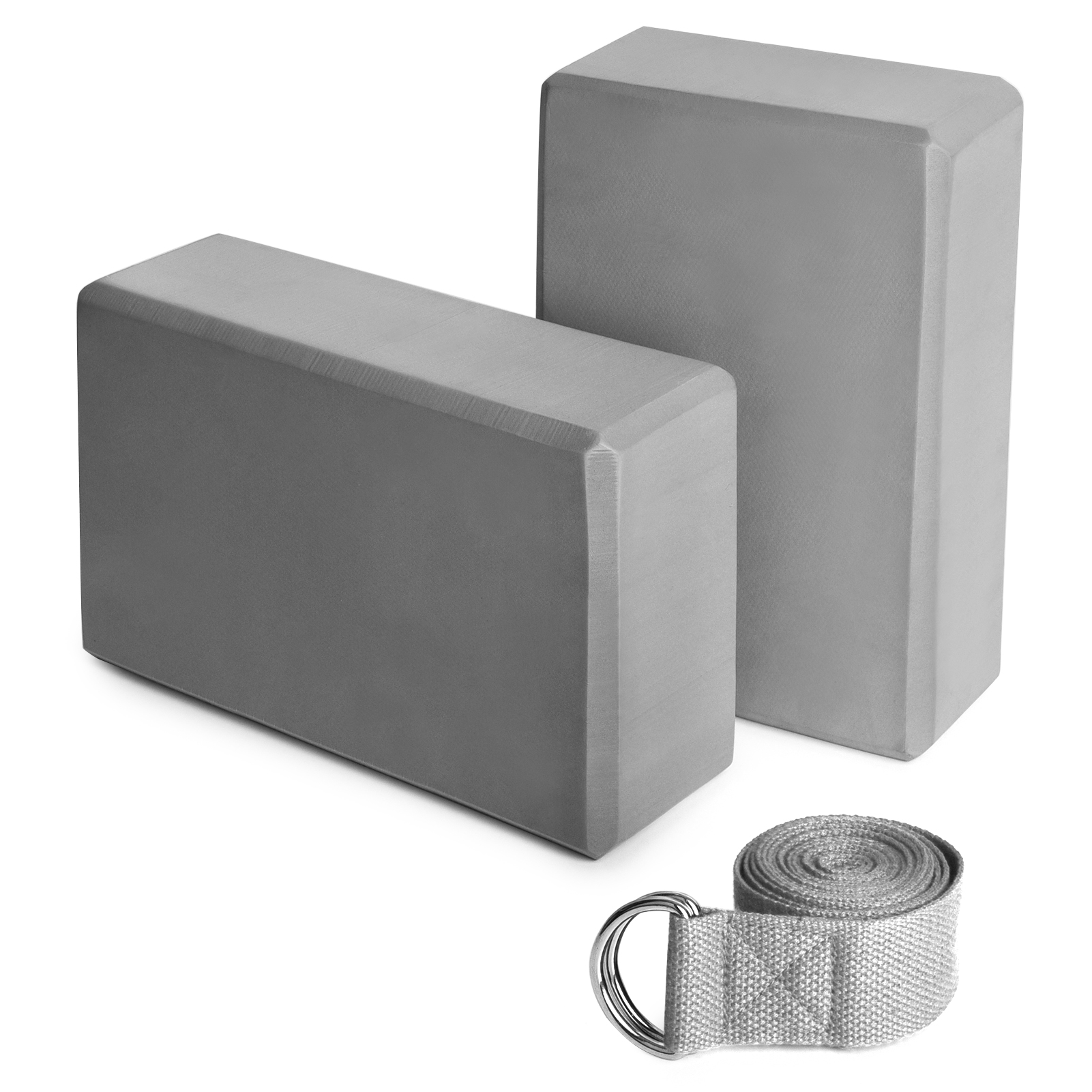 2 khối mút tập yoga và 1 dây đeo bằng vải cotton