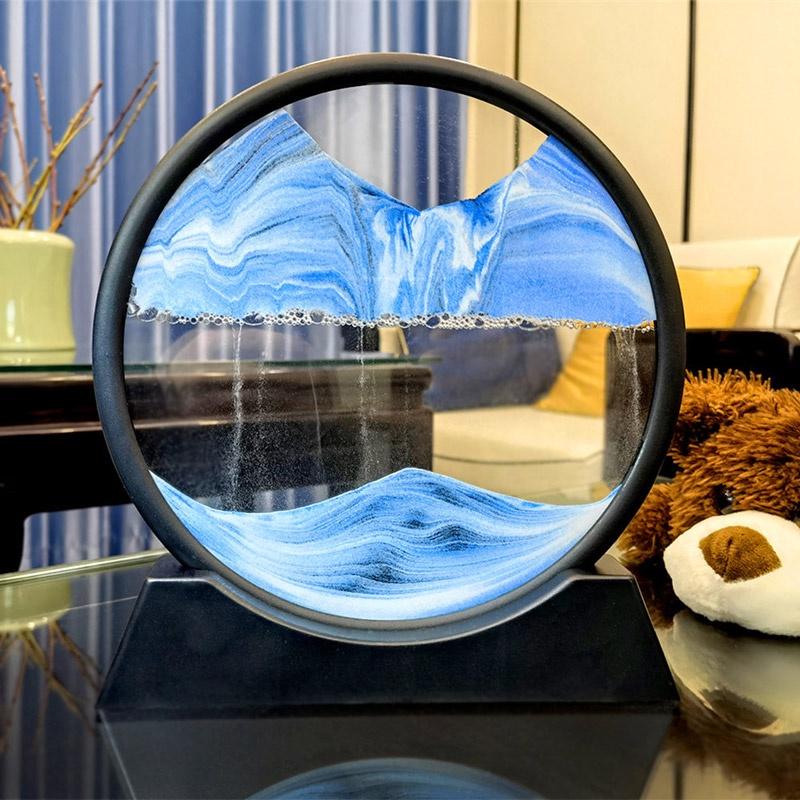 Tranh Cát Chảy 3D - Tròn, tranh thủy tinh nghệ thuật trang trí để bàn, quà tặng decor