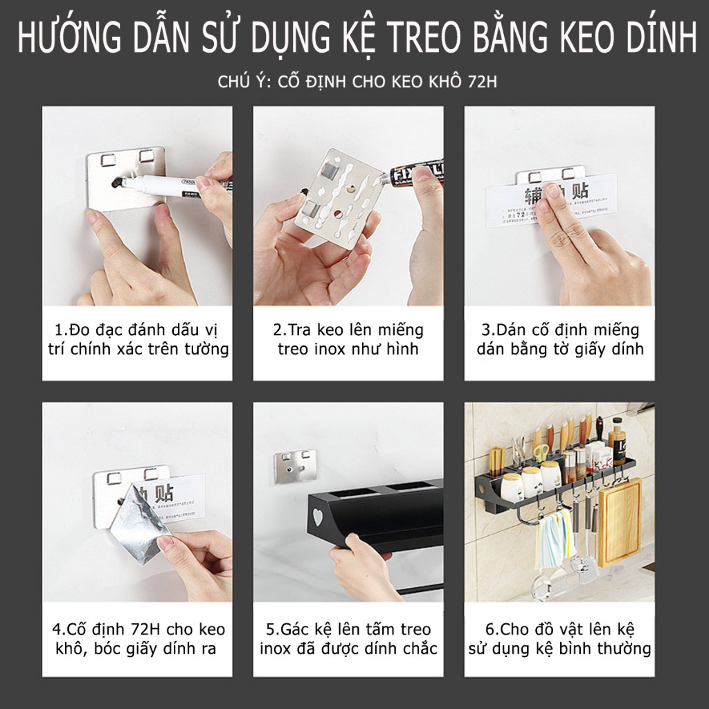 Giá Treo Đồ Nhà Bếp , Gia Vị, Giá Cài Dao, Kéo, Đồ Dùng Nhà Bếp Đa Năng Bằng Inox Không Gỉ