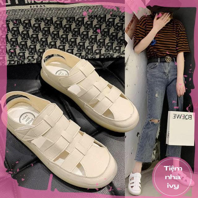 Giày Sandal Nữ Thời Trang Đi Chơi, Đi Làm Chất Liệu Da PU, Đế Cao Su Dẻo Sắc Màu Độc Đáo