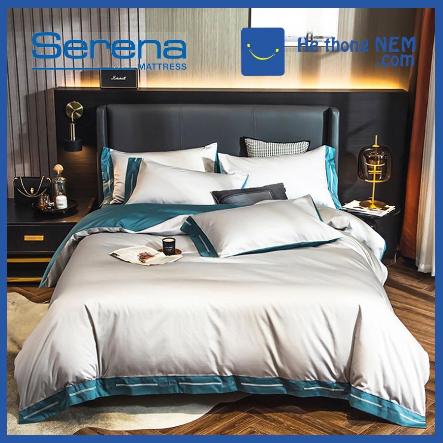 Set Chăn Ga Gối 5 Món Lụa Satin SERENA Bộ Drap Trải Giường Lụa Cao Cấp - Hệ Thống Nệm