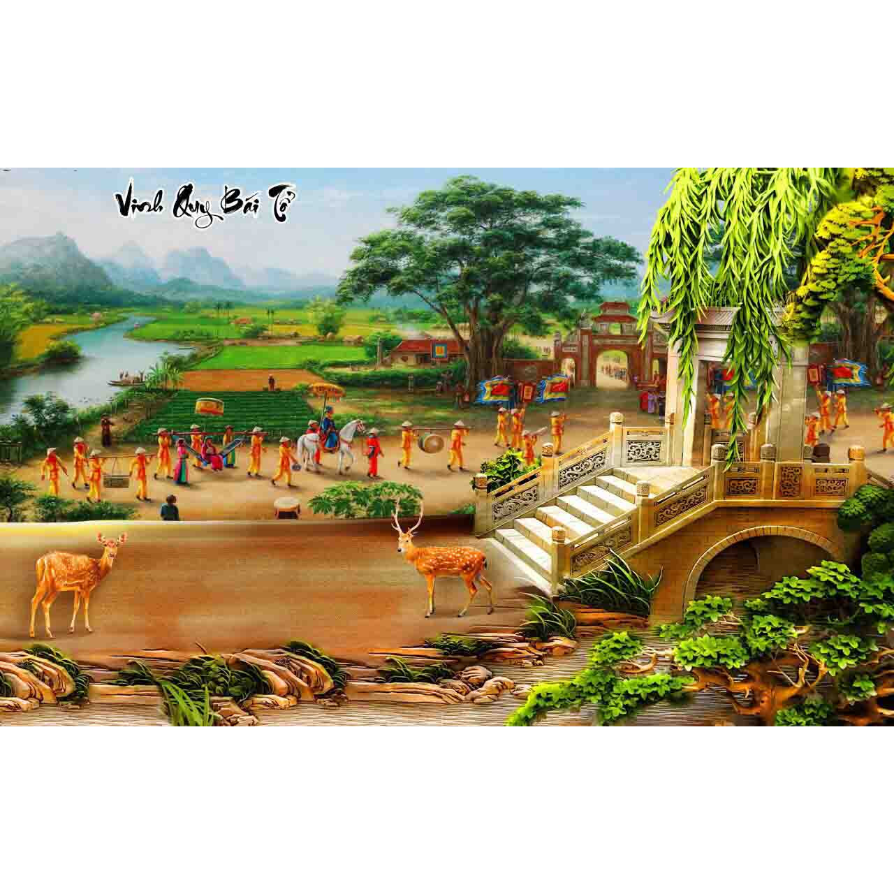 Tranh dán tường 3D vinh quy bái tổ