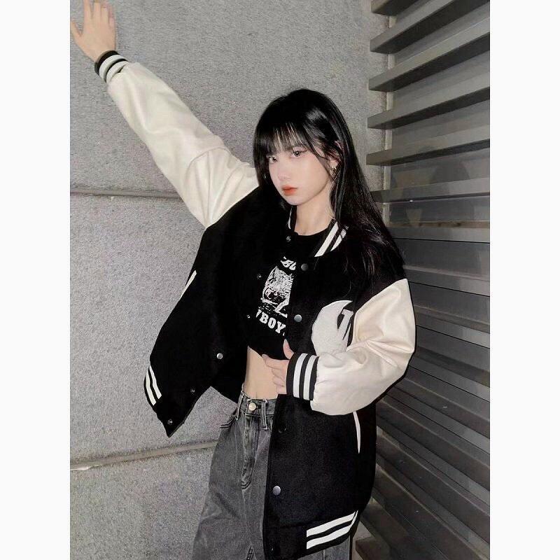 Áo khoác dù Bomber Phối Màu NO MORE Áo khoác unisex Cổ Bo Dệt Unisex Nam Nữ Ulzzang
