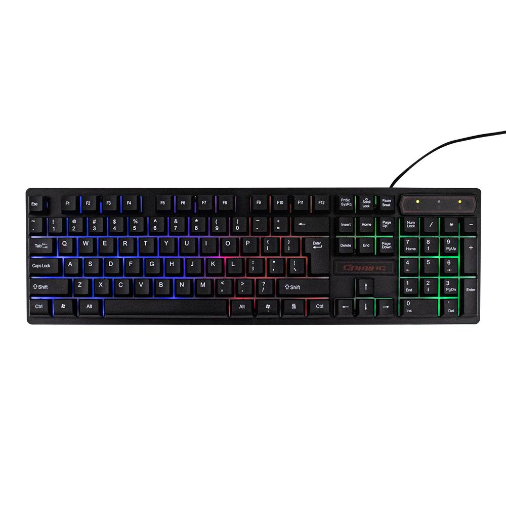 KR-6300 USB Wired Keyboard Gaming Keyboard 104 Keys Three-color Backlight Keyboard Ergonomic Gaming Keyboard Black