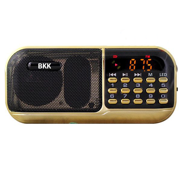 Loa nghe kinh có FM BKK K39 hỗ trợ 2 khe thẻ nhớ/đèn pin siêu sáng - Pin khủng 6600mah (HÀNG NHẬP KHẨU)
