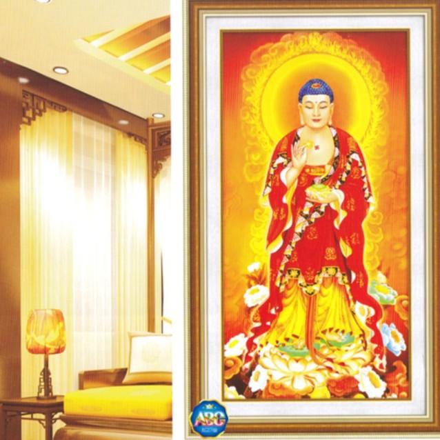 Tranh Đính Đá PHẬT A DI ĐÀ . Kích Thước: 90cm x 50cm