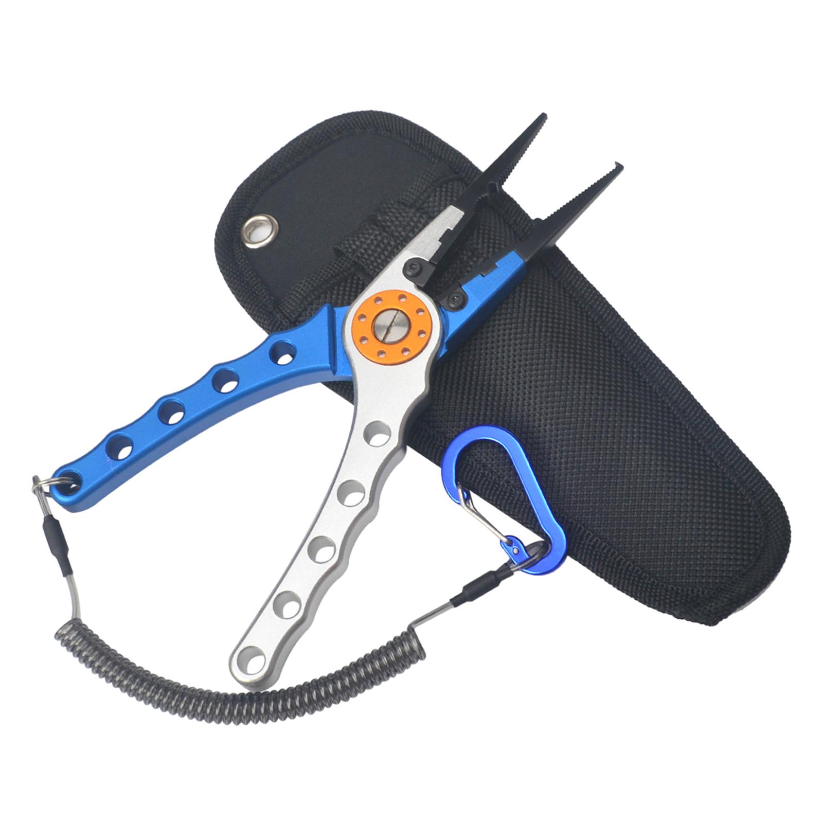 Aluminum Alloy Fishing Pliers Lightweight Fishing Tackle Pliers Braid Cutters, Equipped with Sheath and Lanyard