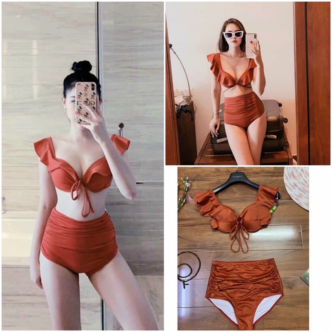 Bikini 2 Mảnh Cạp Cao - Chat Shop Chọn Màu - Freesize