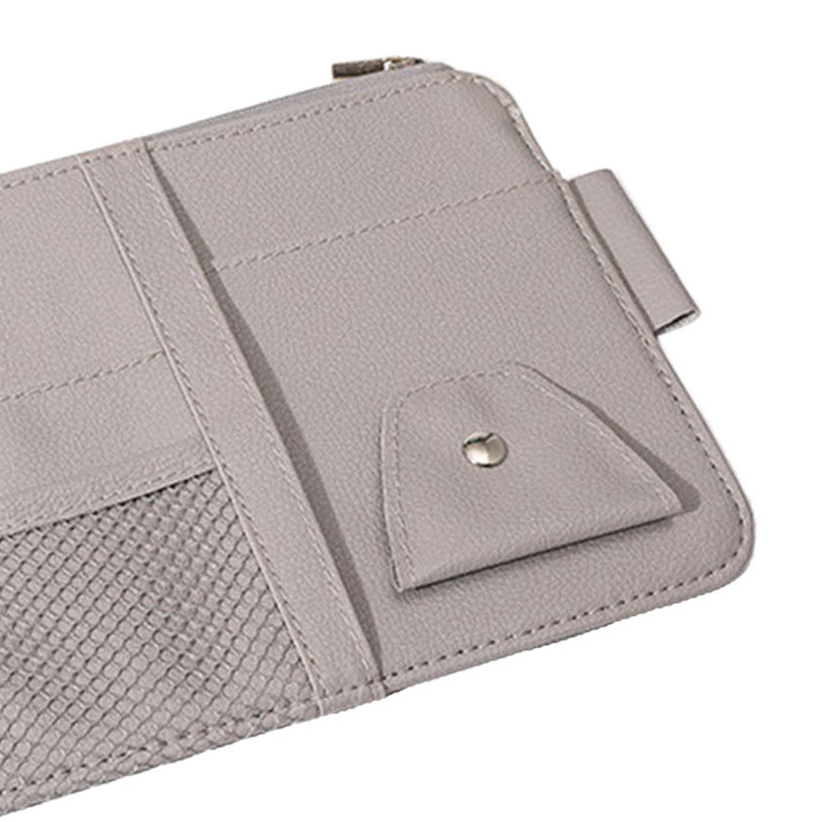 PU Car Sun Visor Organizer Card Slots Multi Pockets Auto SUV Pen Holder Sunshade Storage Bag for Cash Keys Auto Interior Accessories