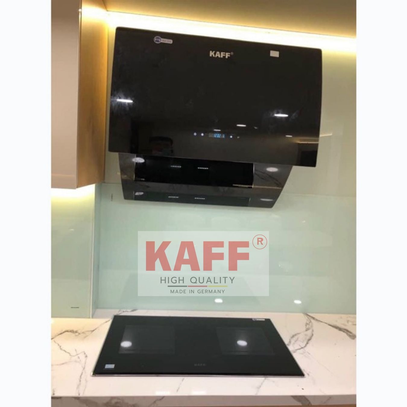 Máy hút mùi kính cong dạng TV cảm ứng điều khiển từ xa 900mm KAFF KF-LUX-AT90H-BK Tặng bộ lọc than thay thế  - Hàng Chính Hãng