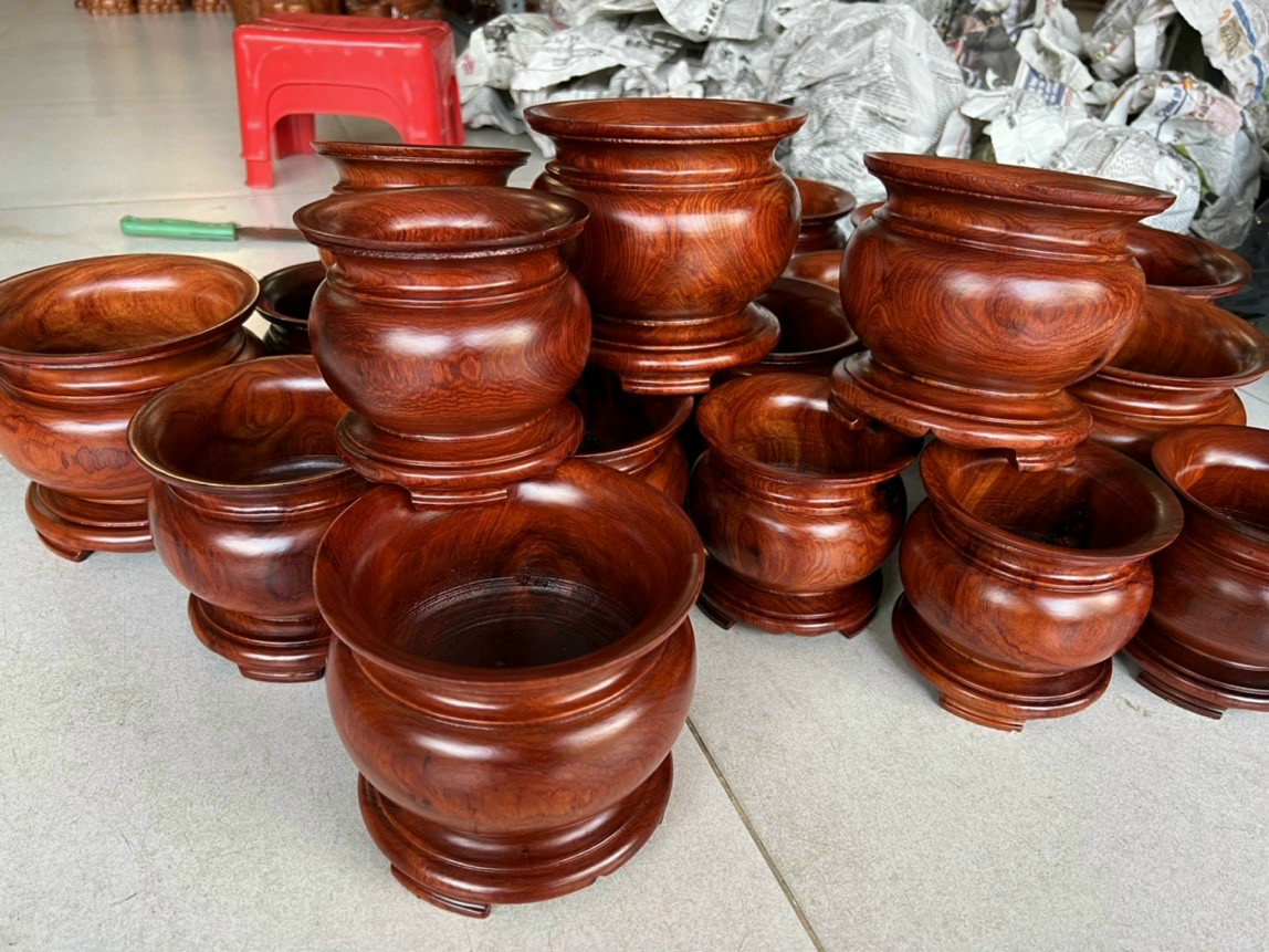 Bát nhang, lư hương gỗ hương cao cấp 12-14 cm