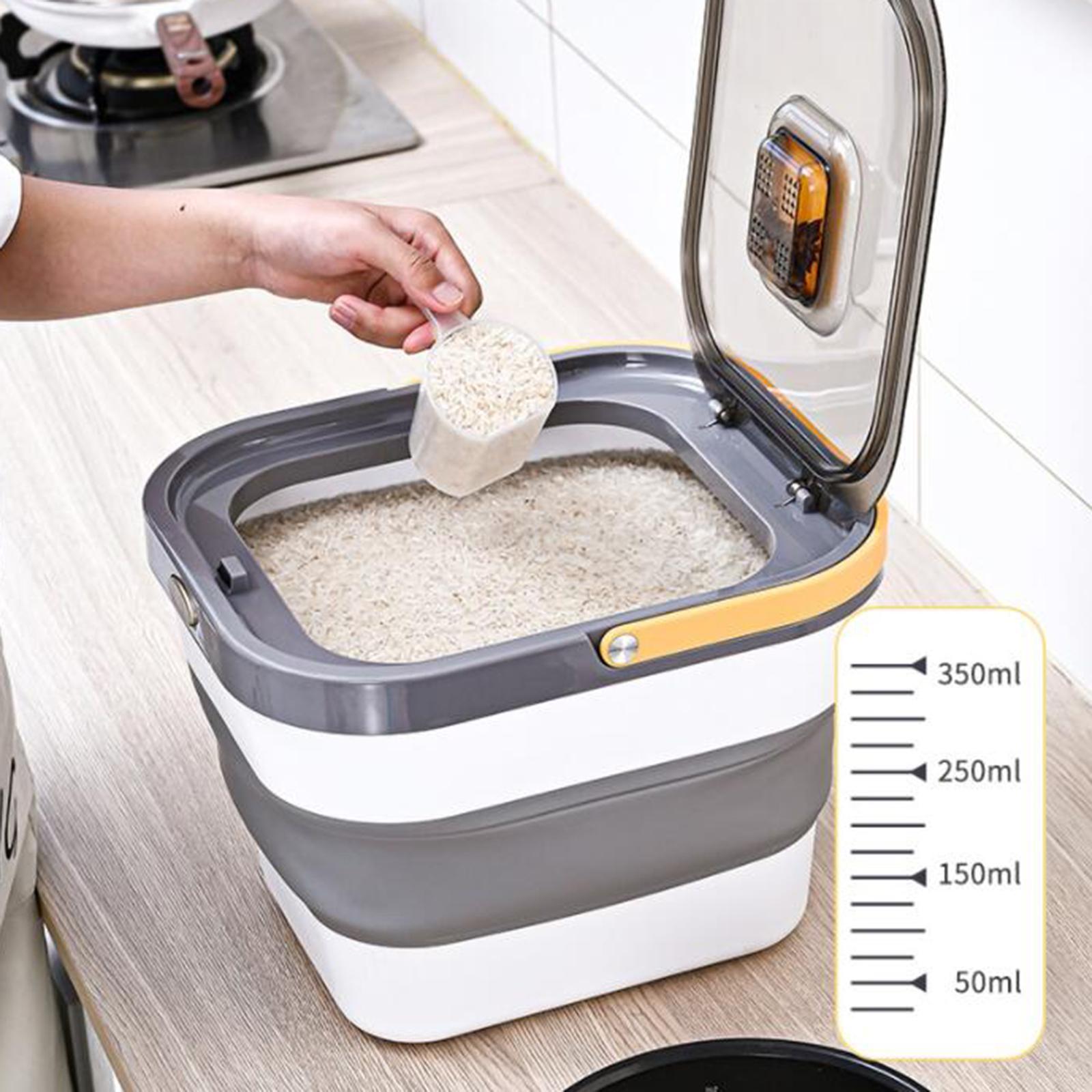 Folding Airtight Rice Storage Container Flour Beans Storage Bin Sealed Cans
