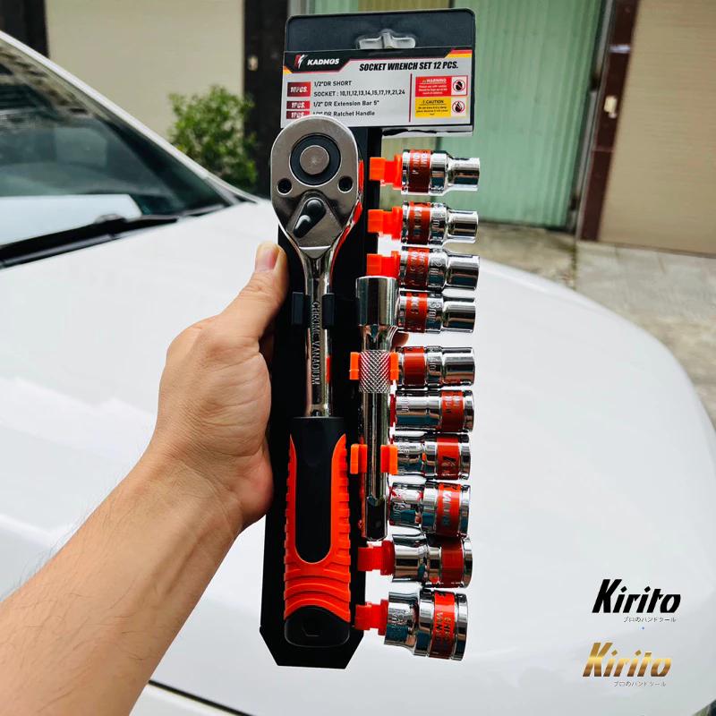 Bộ khẩu 12 món loại lớn 1/2 từ số 10-24mm cao cấp sửa chữa gia đình thương hiệu Kirito và Kamos