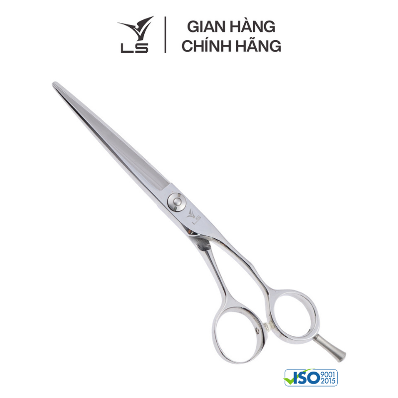 Kéo cắt tóc LS JP-601 lưỡi thẳng quai offset phẳng đỡ ngón tháo rời-tặng bao da và bộ vệ sinh kéo