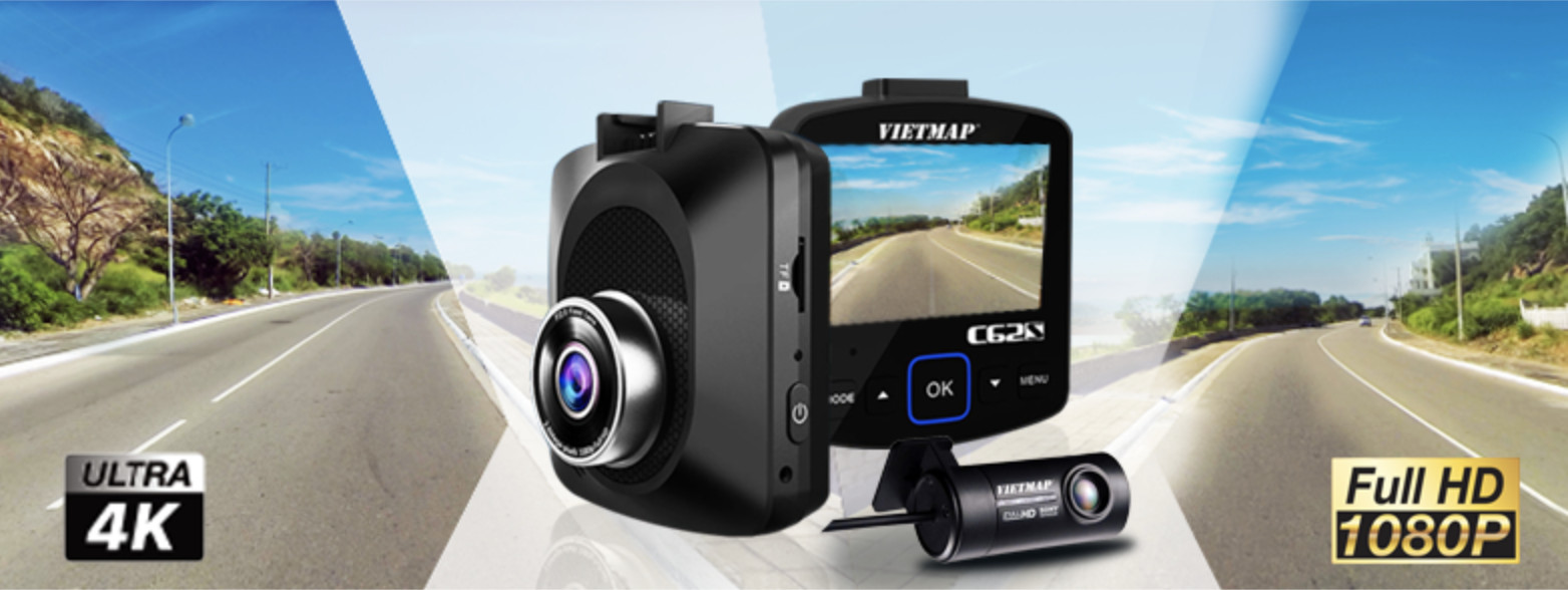 Camera Hành Trình Ô tô VietMap C62S độ phân giải Ultra HD 4K - Ghi Hình Trước Sau Tích Hợp Cảnh Báo Giao Thông Bằng Giọng Nói + Wifi + Thẻ Nhớ 16GB - Hàng Chính Hãng Công ty